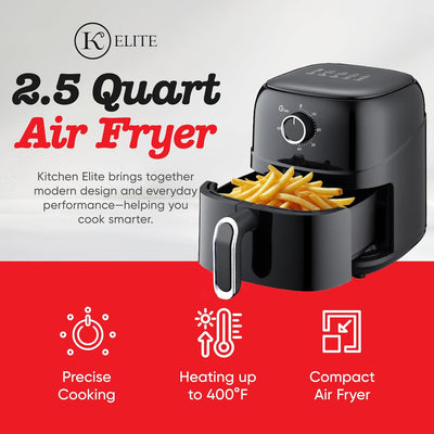 Freidora de aire mecánica Kitchen Elite de 2.5 cuartos de galón con control de temperatura y temporizador