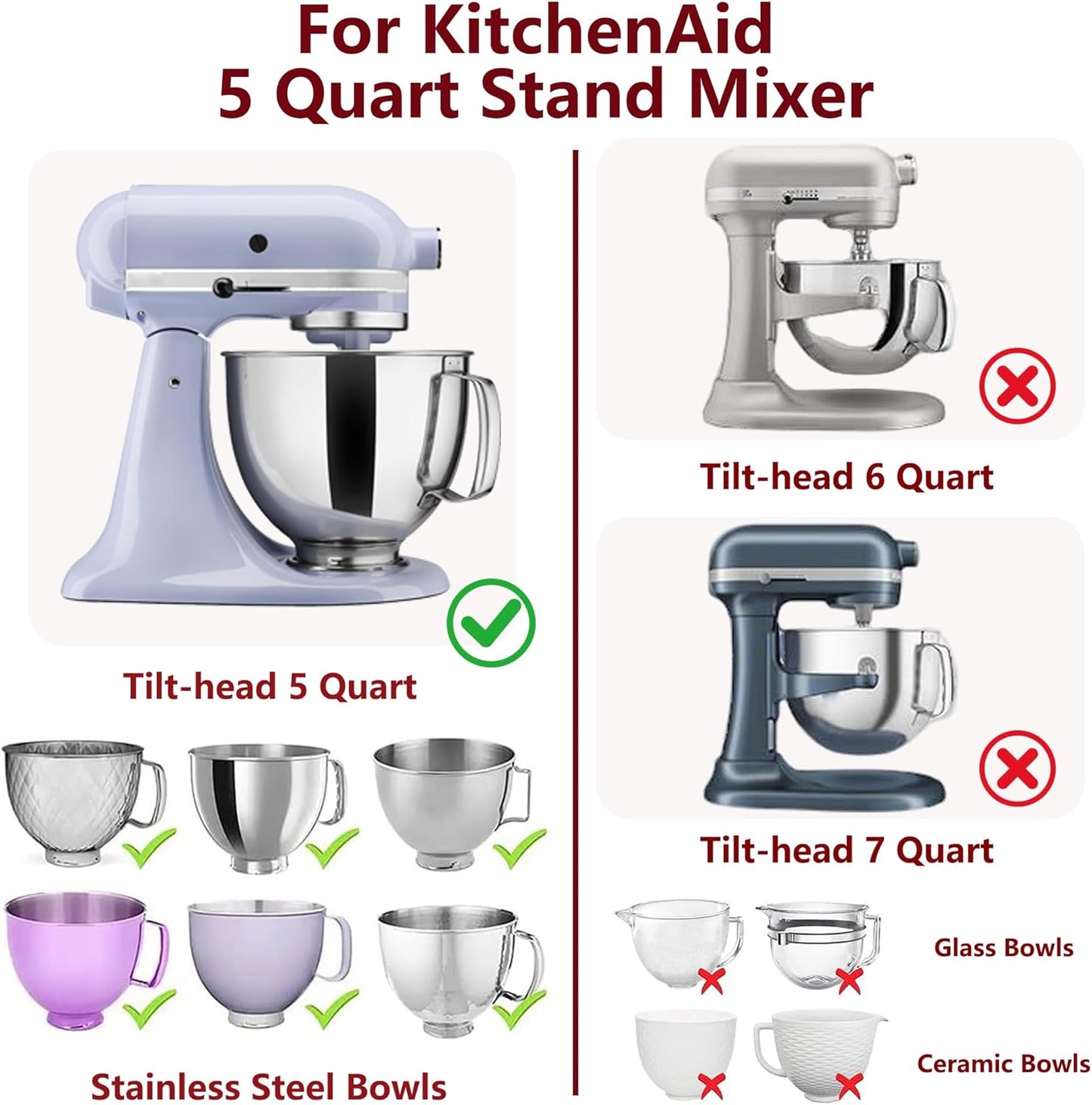 Revestimientos silicona plegables KitchenAid 5qt con tapas