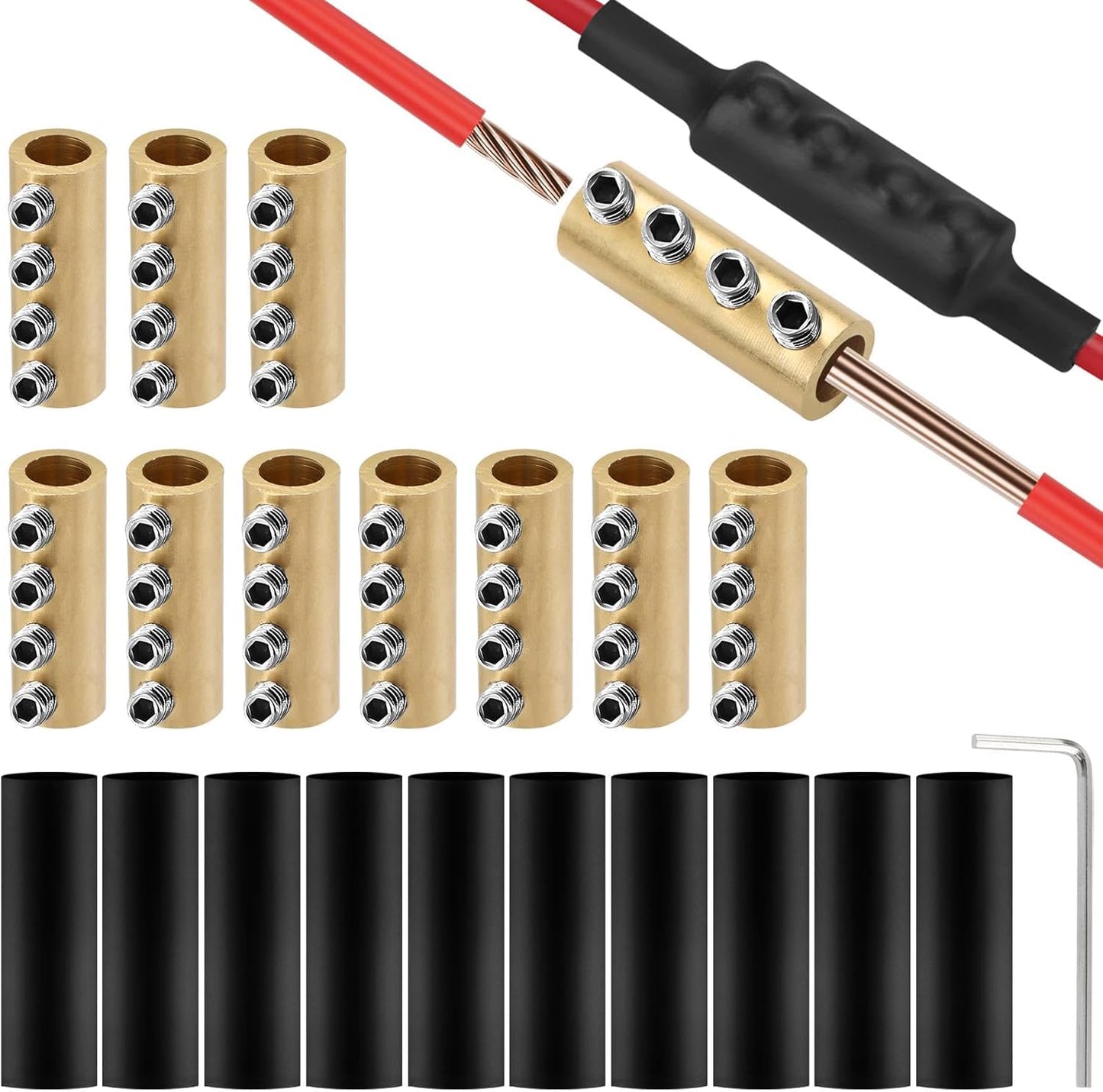 Kit 10 Tuercas Conector Cable 6AWG 80A Tubos Termorretractiles
