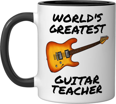 Taza de cerámica para guitarrista eléctrico negro/blanco