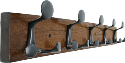Perchero pared nogal 24pulg 5 ganchos triples