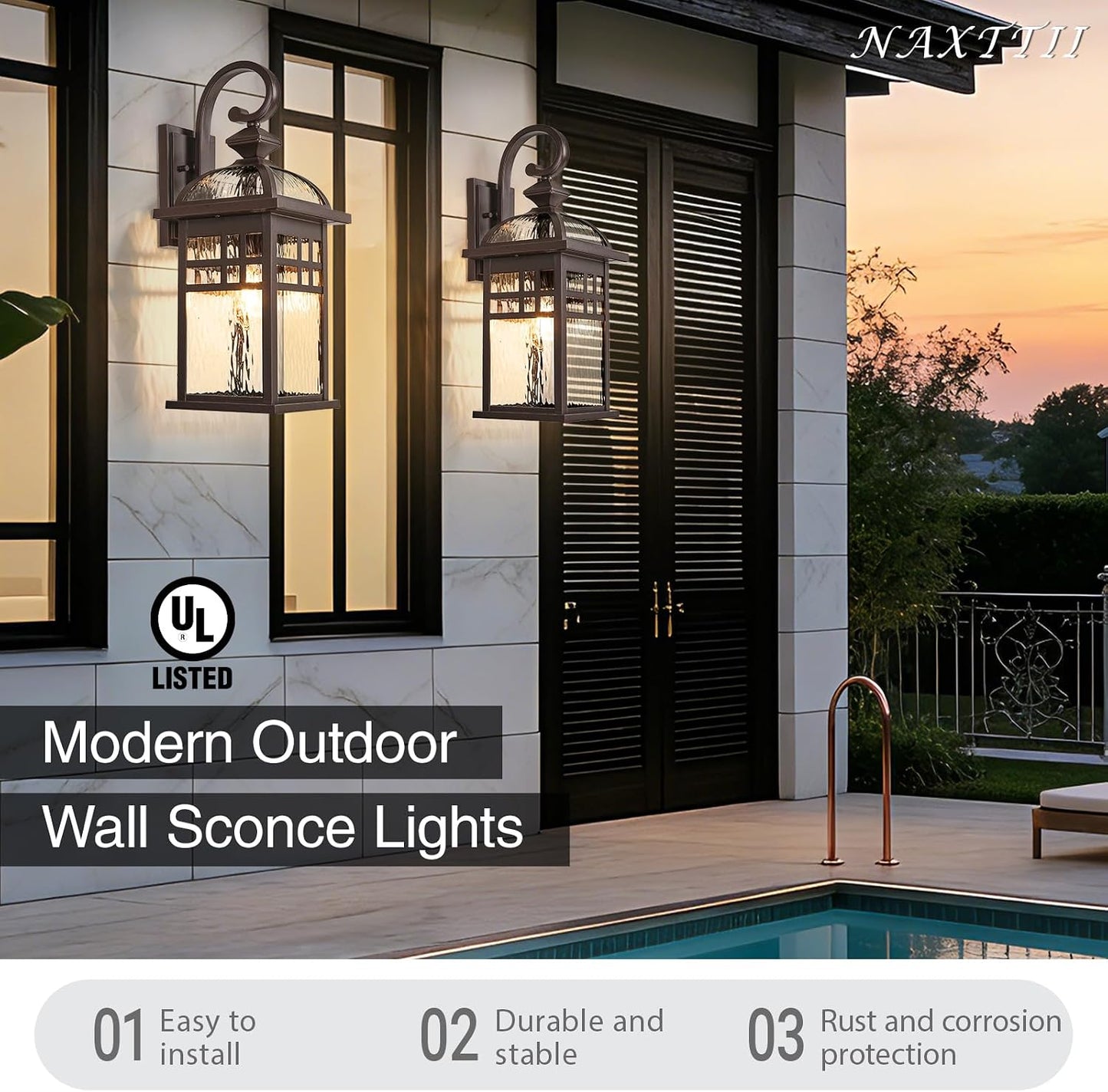 2 Pzas Luces Exterior ORB Vidrio Ondulado Modernas