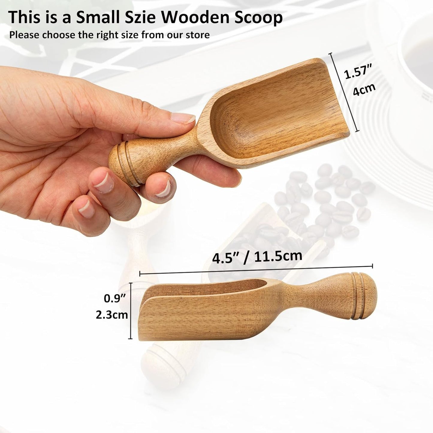 Cucharas de madera de acacia para café y condimentos, 2 unidades