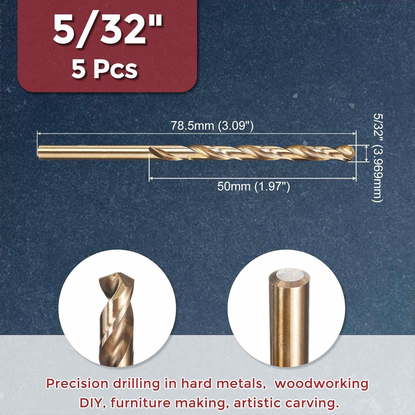 Broca HSS M35 5% cobalto 5/32 pulg 0.156pulg
