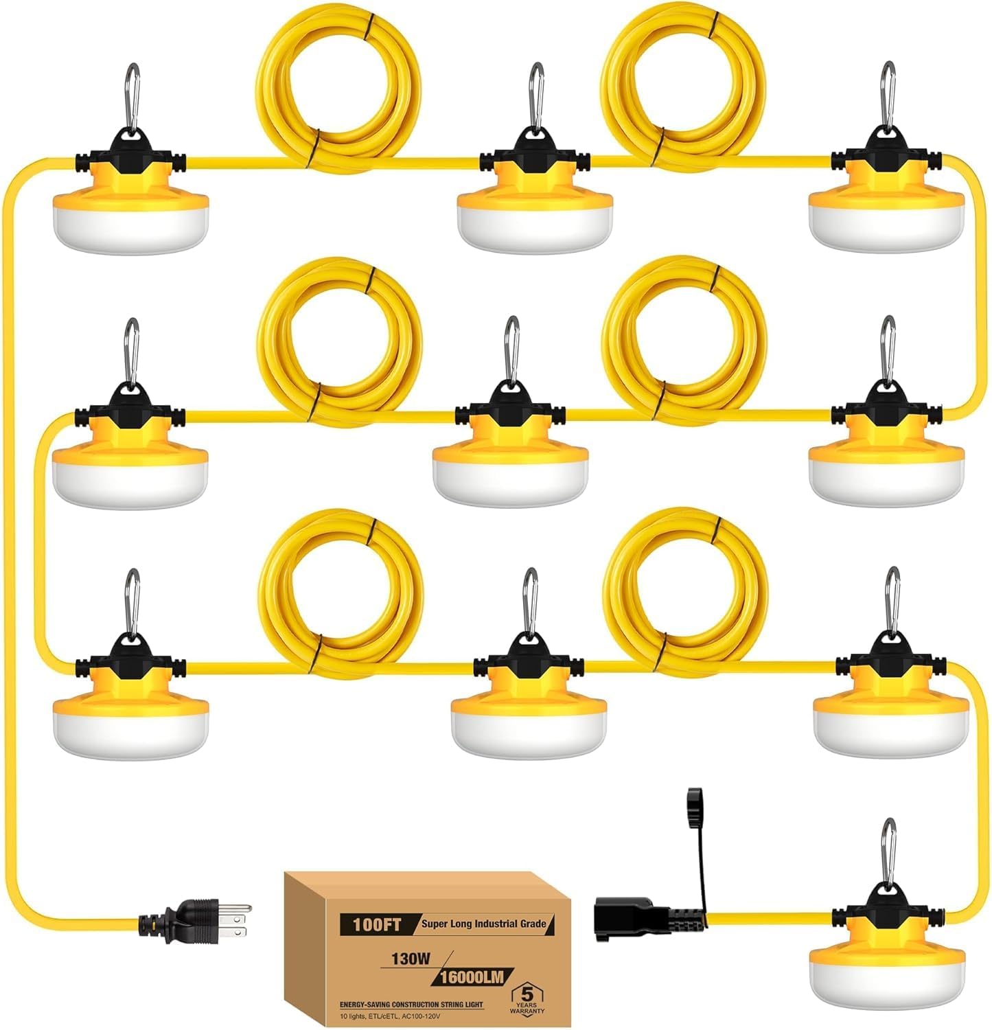 Cadena luces construcción 100ft IP65 impermeable