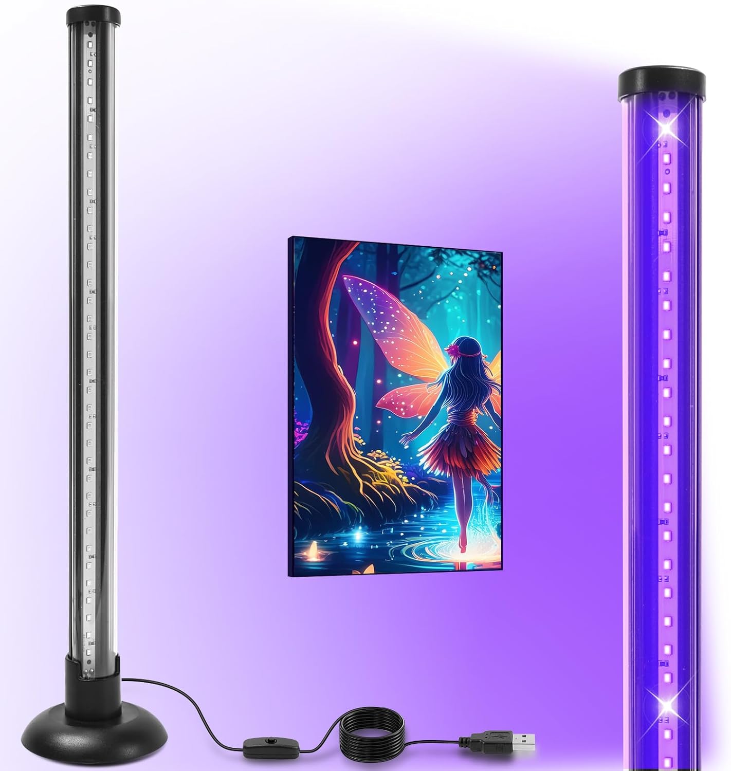Luz LED negra escritorio 15W soporte 385-400nm interruptor