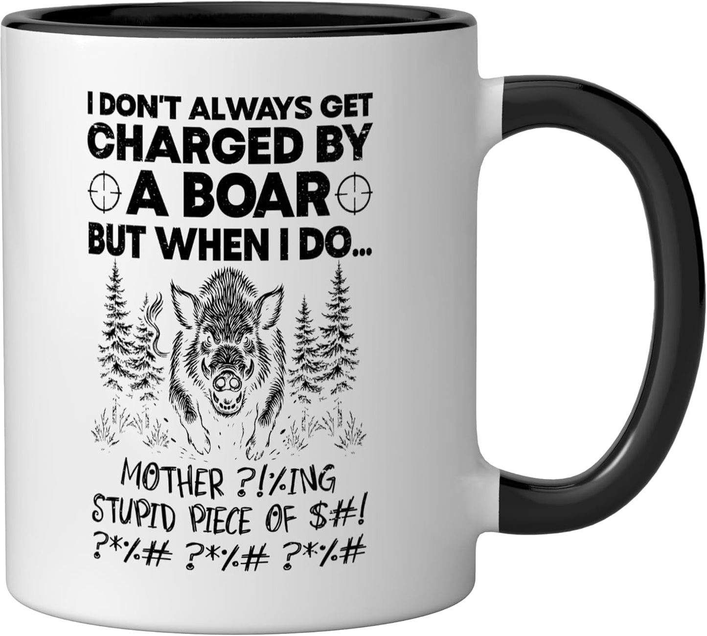 Taza Cerámica Caza Cerdo Negro/Blanco