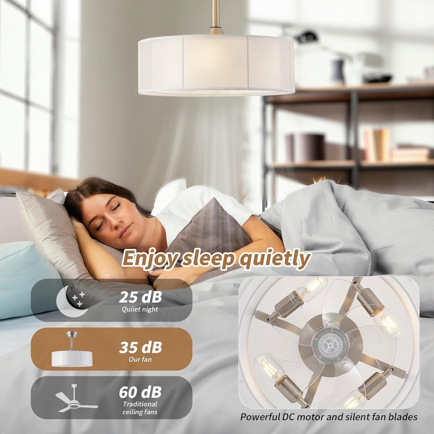 Fan techo con luz control remoto 6 velocidades estilo boho