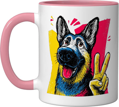 Taza Cerámica Perro Gestura Páz de Alemania Rosa/Blanco