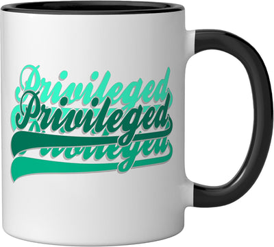 Taza cerámica color teal aqua con diseño gráfico negro/blanco