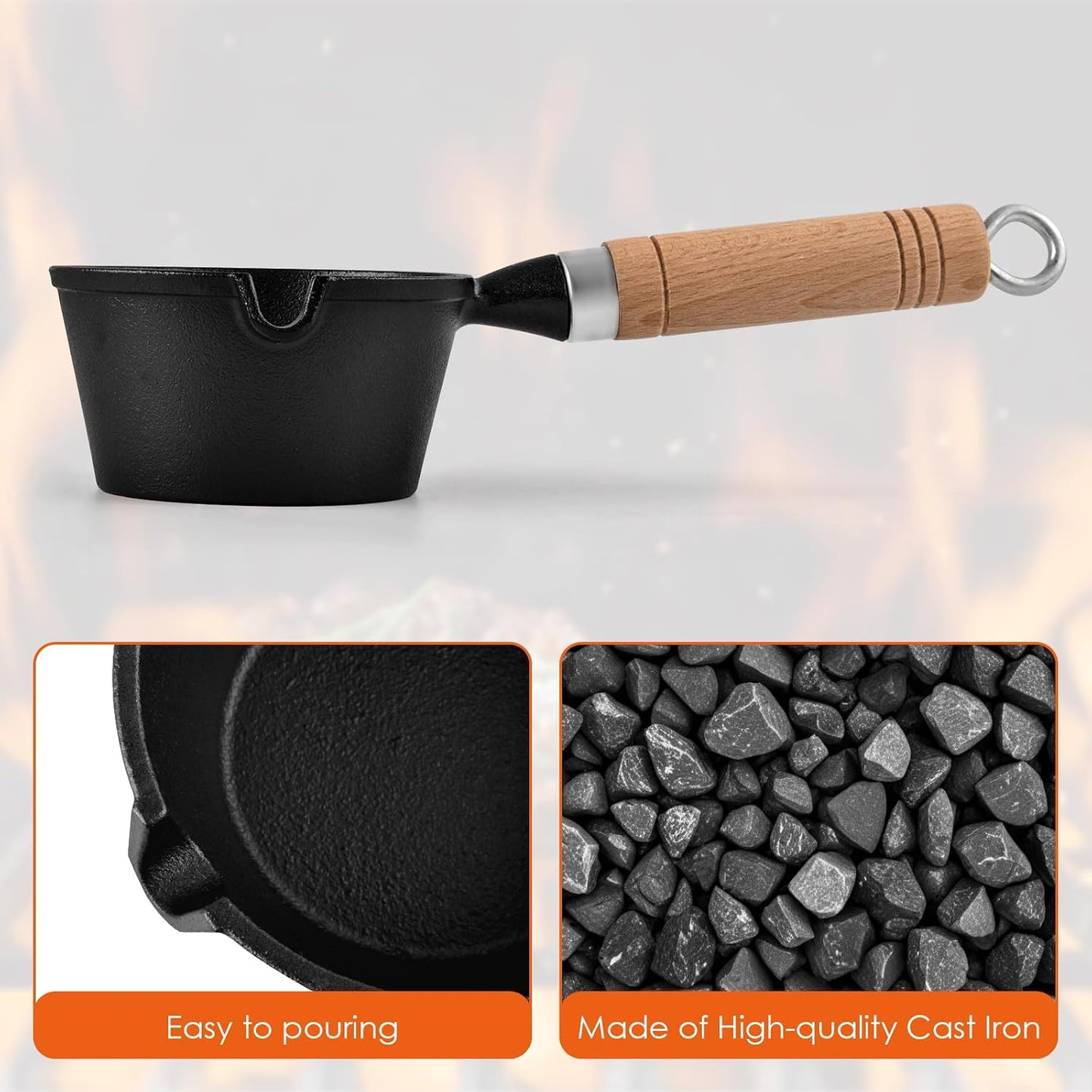 Juego 8 Pzas Brocha Trapeadora BBQ Olla Salsa Hierro Fundido