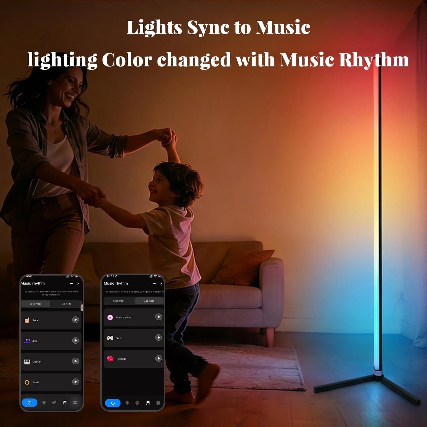 Lámpara pie esquina LED RGB con app Tuya