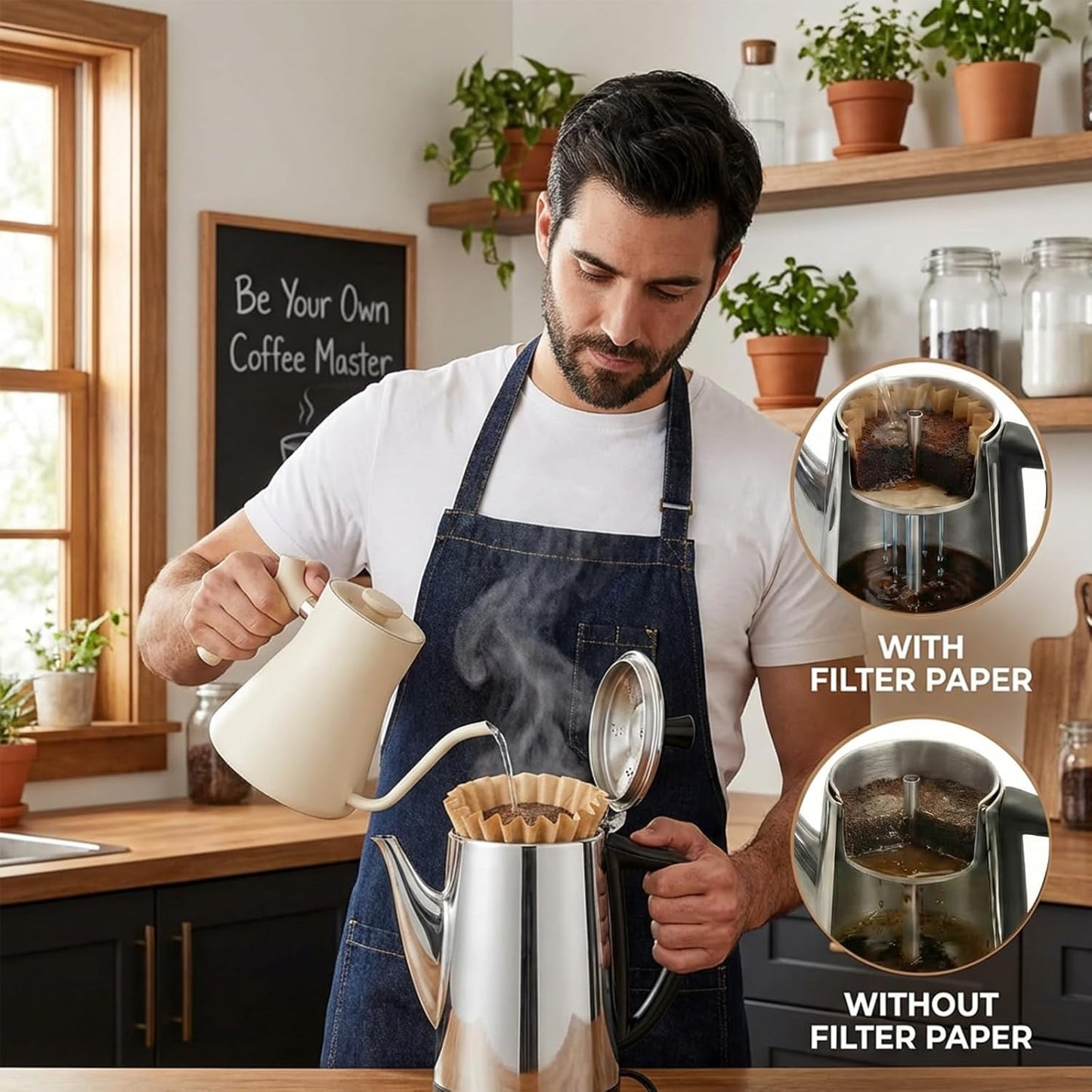 Filtros café Elite Gourmet perforados 6 tazas madera natural 250uds