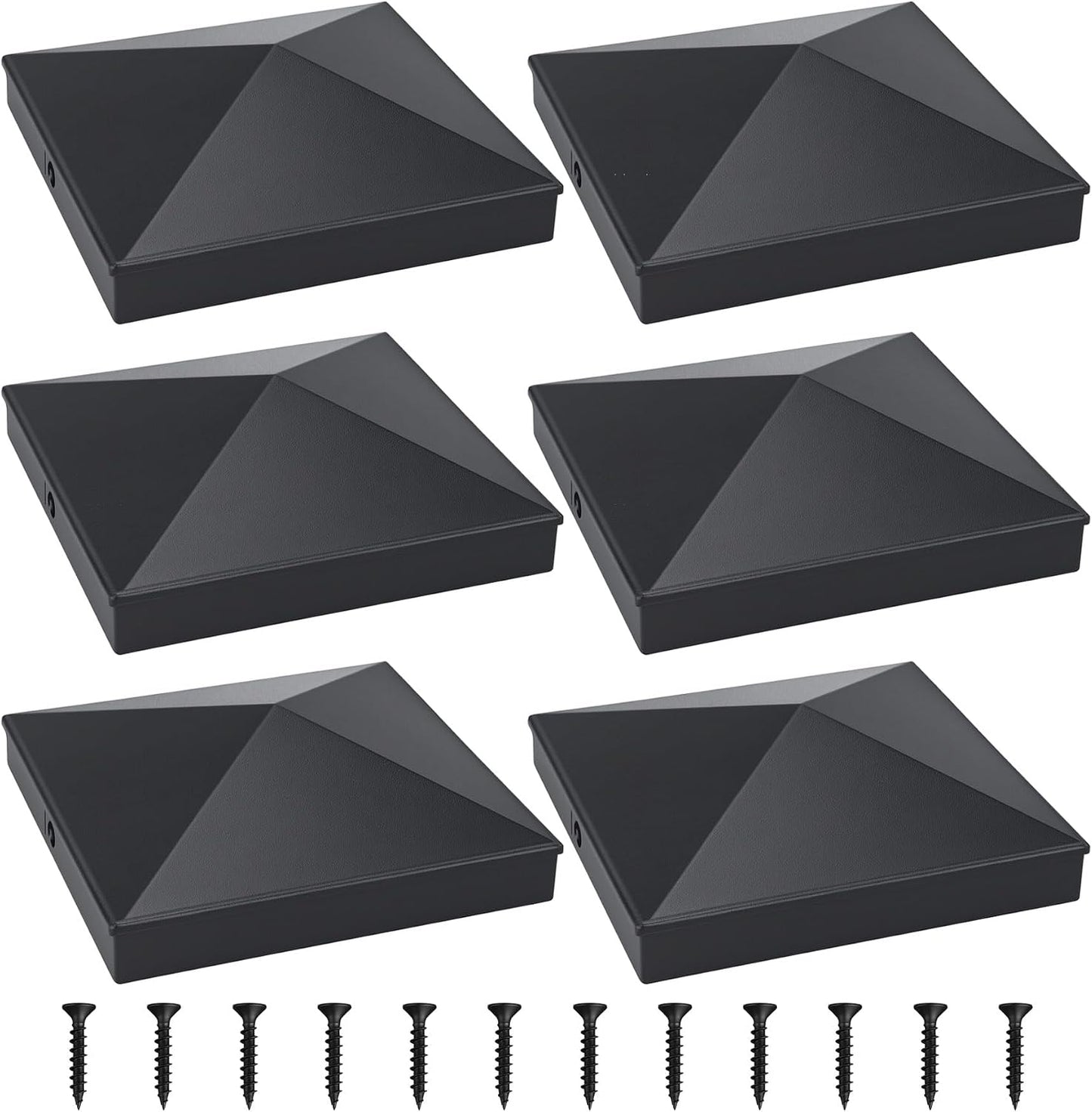 Tapas postes 6x6 pulg aluminio negro mate estilo pirámide