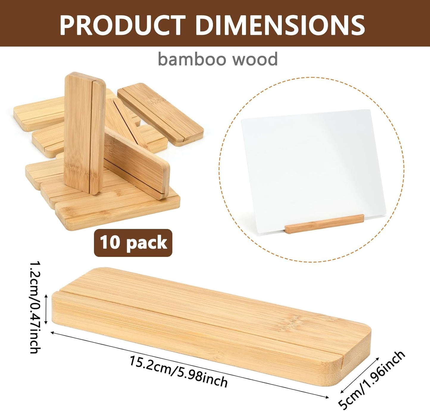Portatarjetas de bambú para números de mesa, paquete de 10