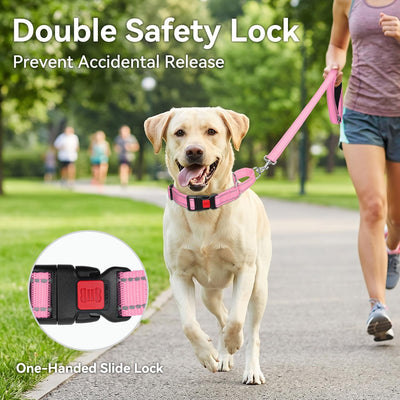 Collar Martingale para perros ajustable de nailon color rosa