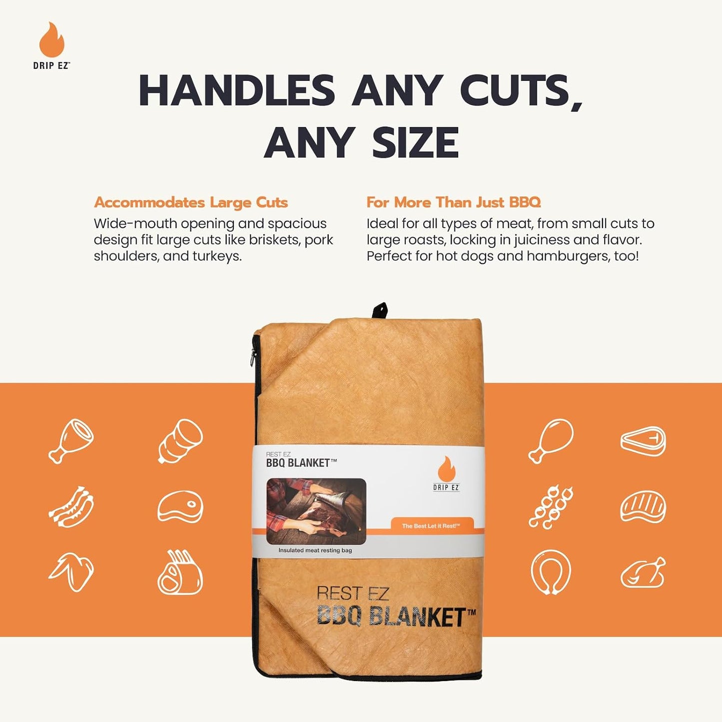 Bolsa aislada para carne BBQ resistente boca ancha