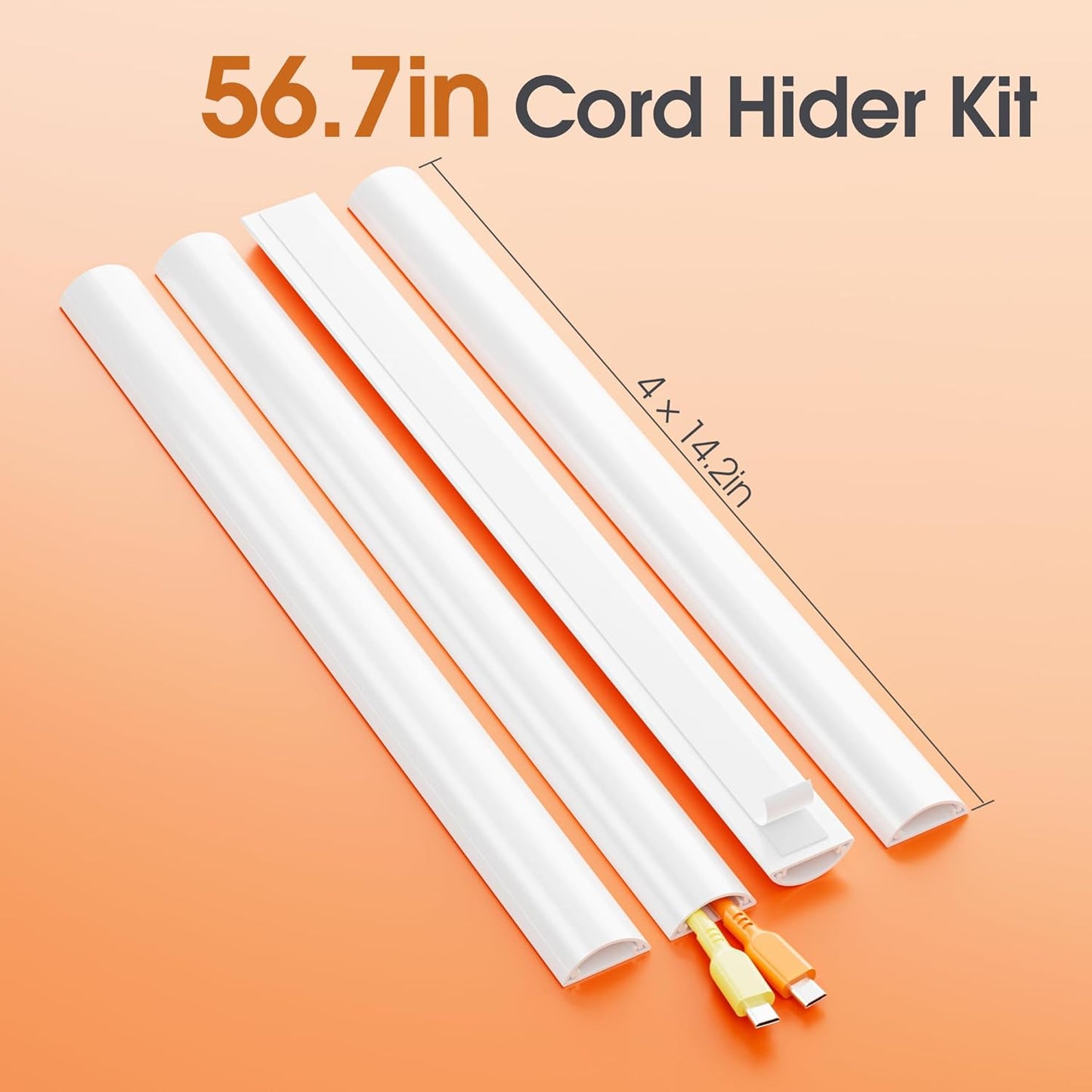 Ocultador cable 56.7pulg autoadhesivo para 1-2 cables pared