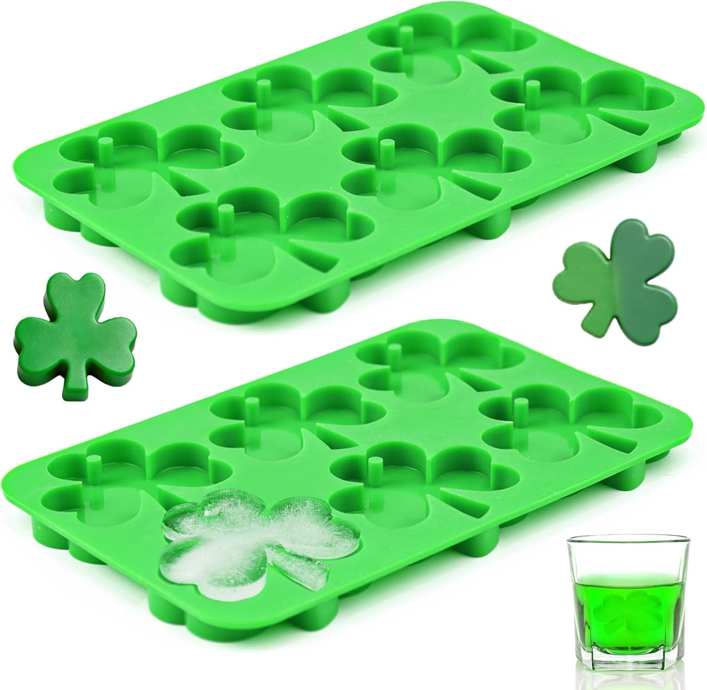 Moldes de silicona de trébol para cubos de hielo 3D y dulces