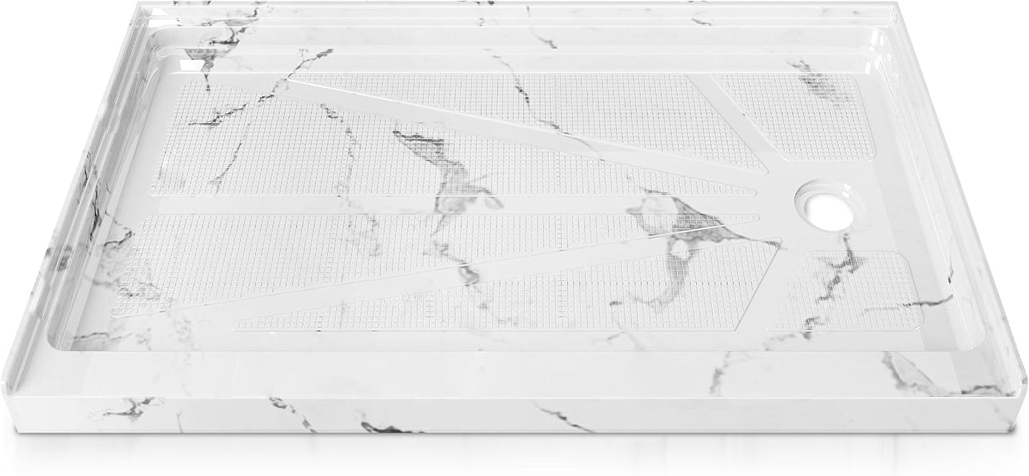 Base ducha 60x32pulg bandeja drenaje derecho umbral blanco