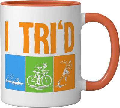 Taza de cerámica para triatlón hombre mujer naranja/blanco