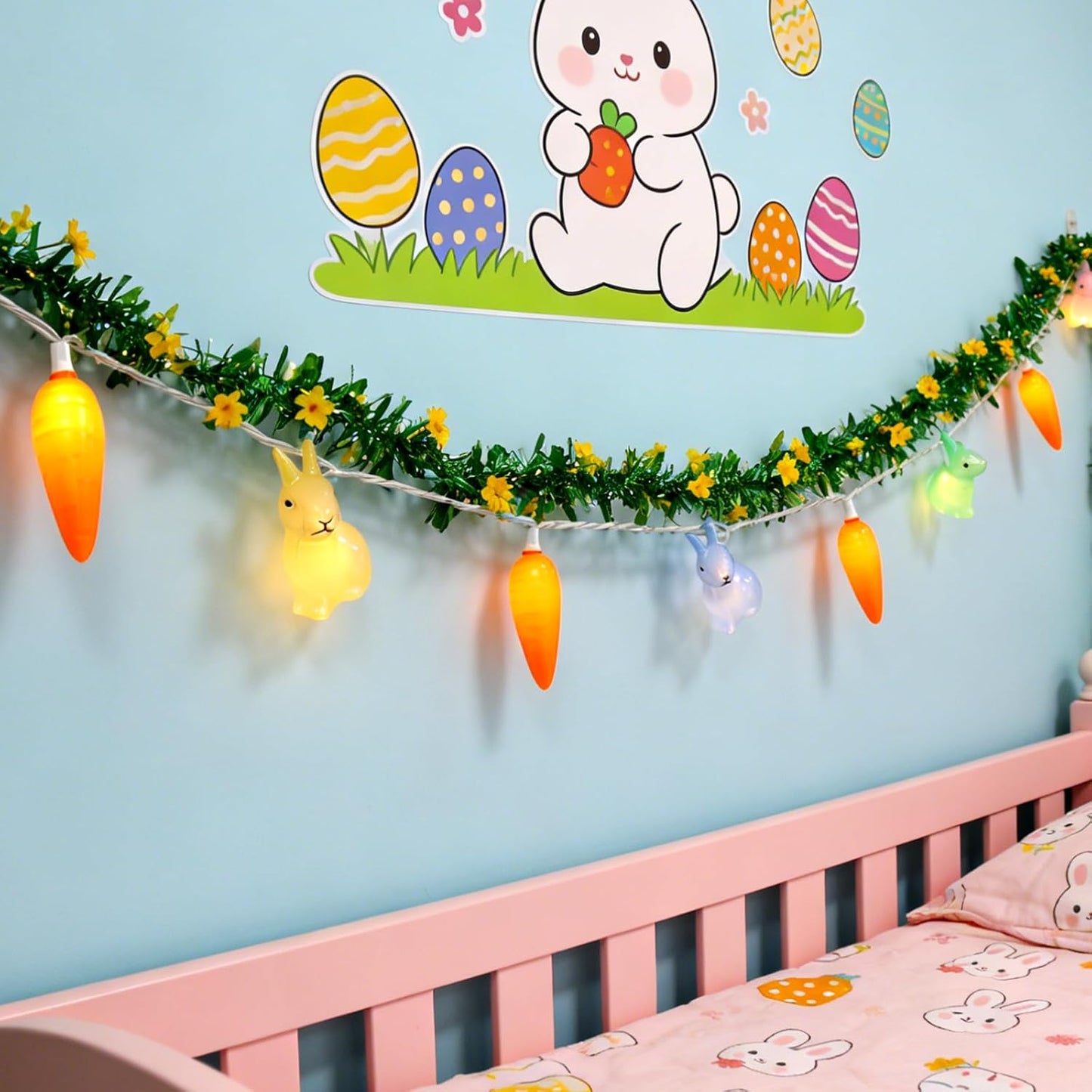 Guirnalda luces conejo Pascua 8.5ft enchufe exterior