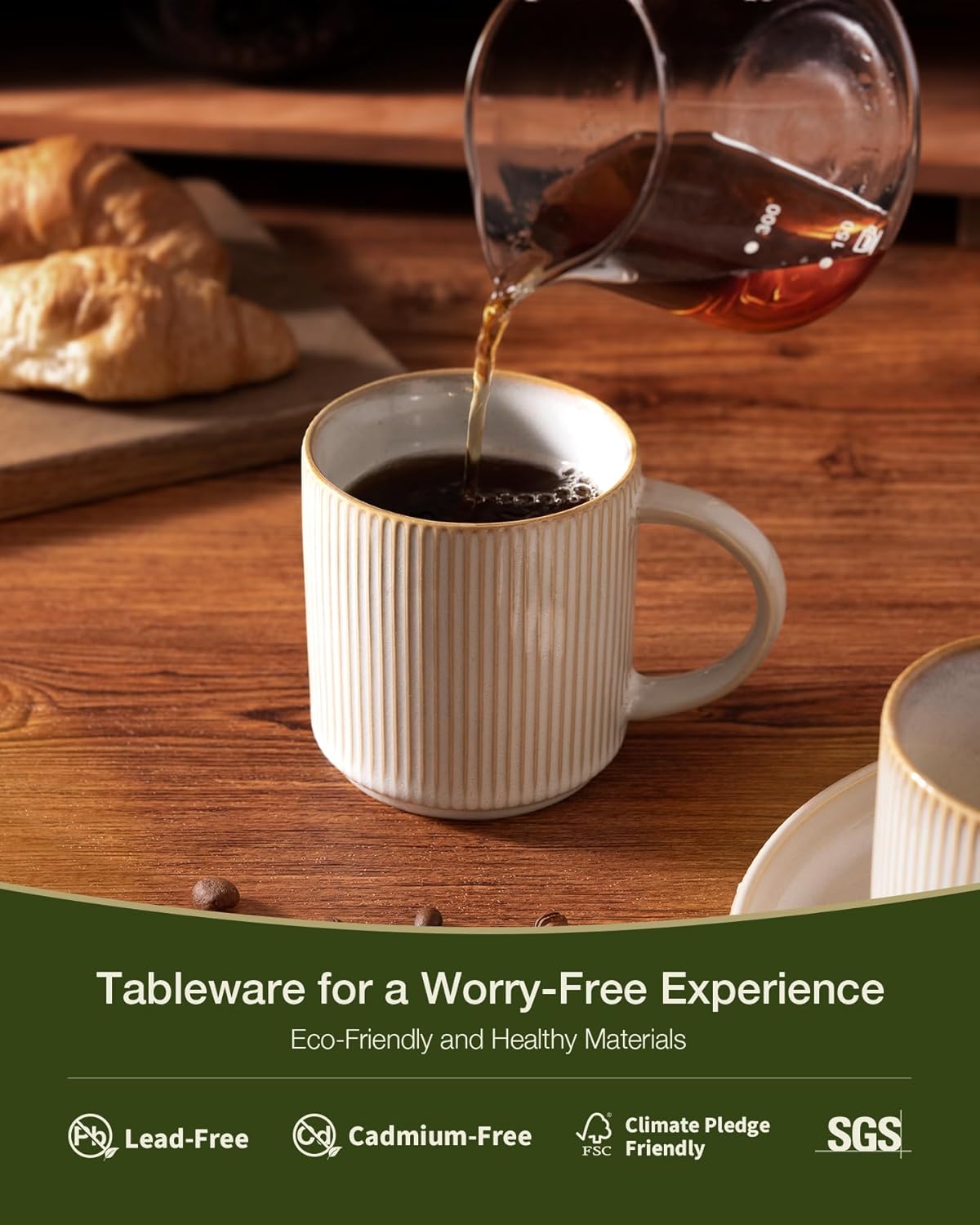 Set 8 Tazas Cerámica 12oz Asa para Café Té Cacao Blanco
