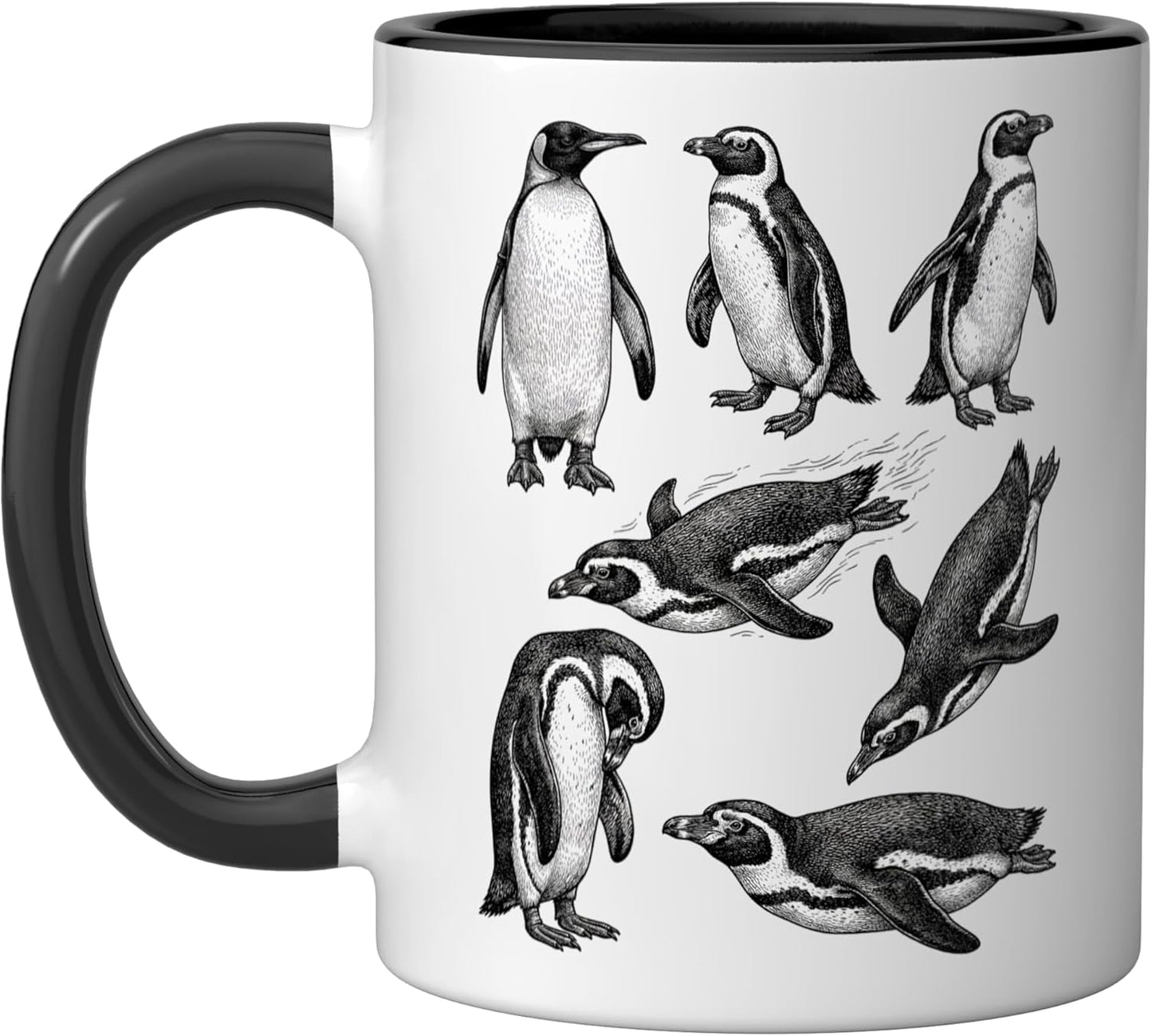 Taza Cerámica Vintage Penguin Animal Negro/Blanco