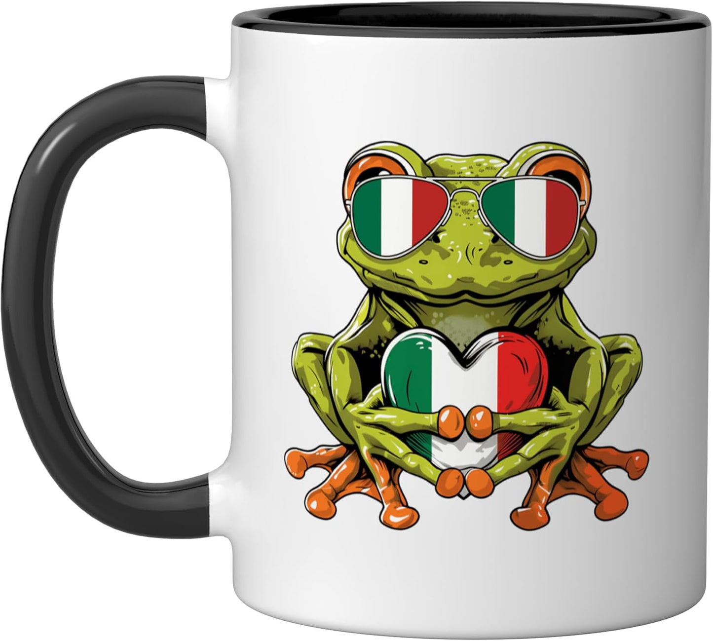 Taza cerámica bandera de Italia negra/blanca