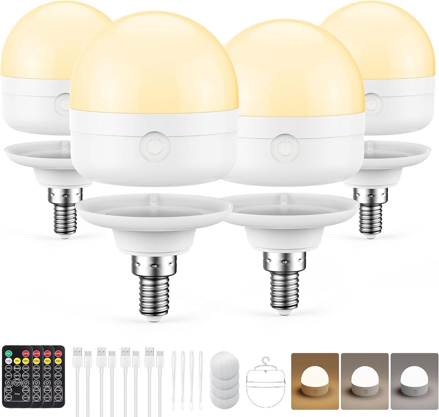 Bombillas E12 recargables 10W 900lm con control remoto 3 en 1