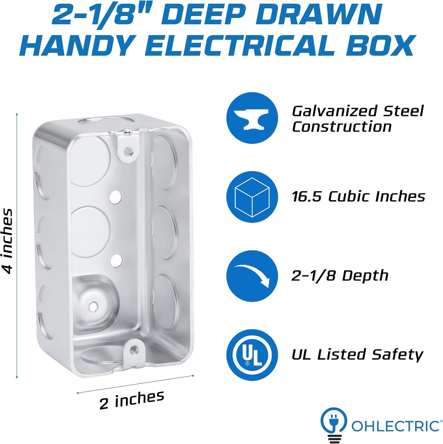 Cajas conexiones eléctricas 4x2 pack 10 acero 10.5pulg