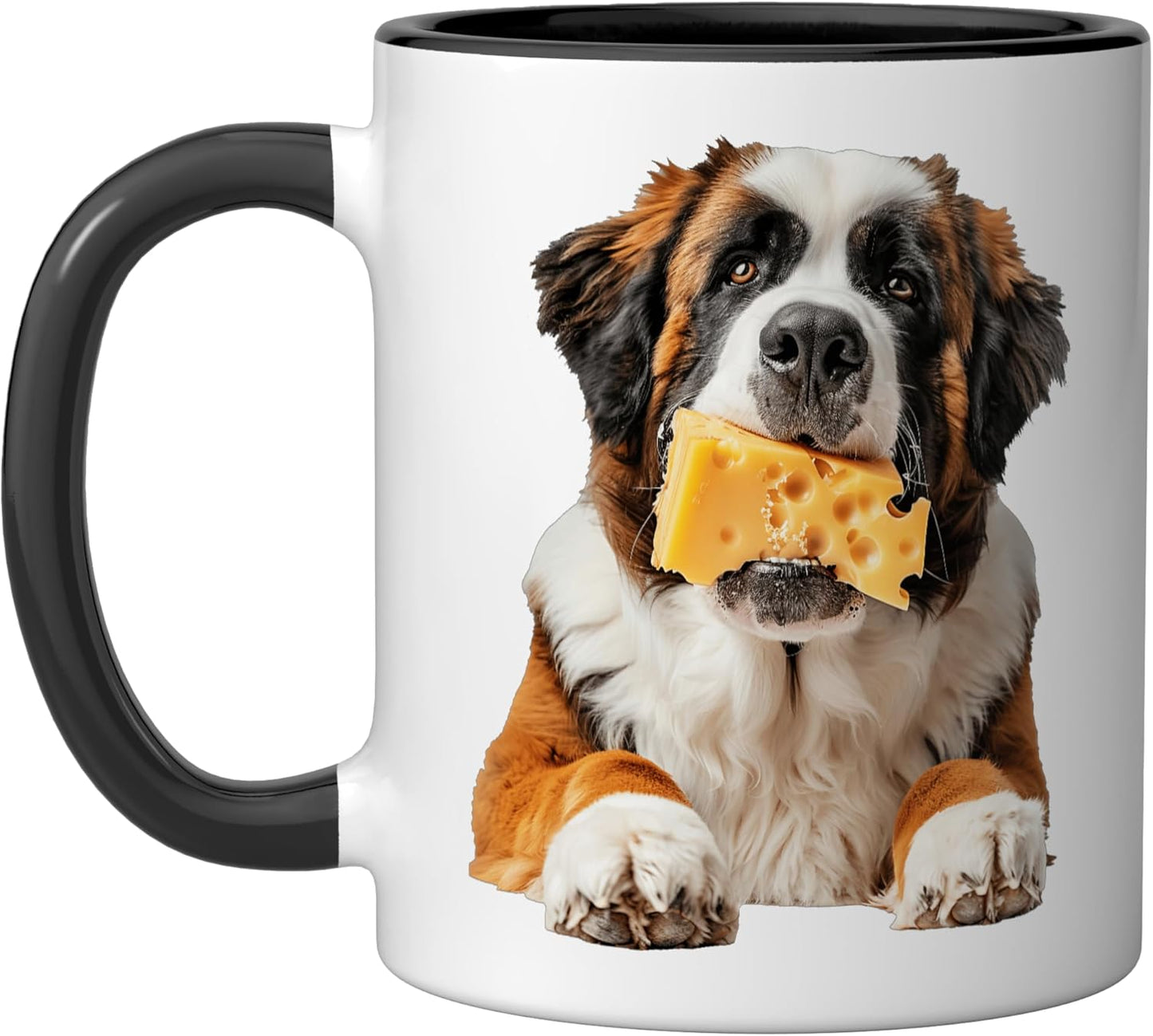 Taza cerámica Saint Bernard Cheese negra/blanca