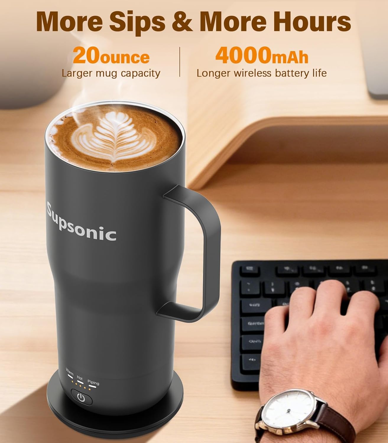 Taza café inteligente con calefacción 20oz recargable