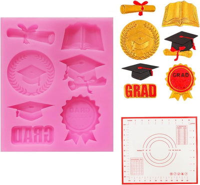 Molde chocolate silicona graduacion tapa libro diploma fondant