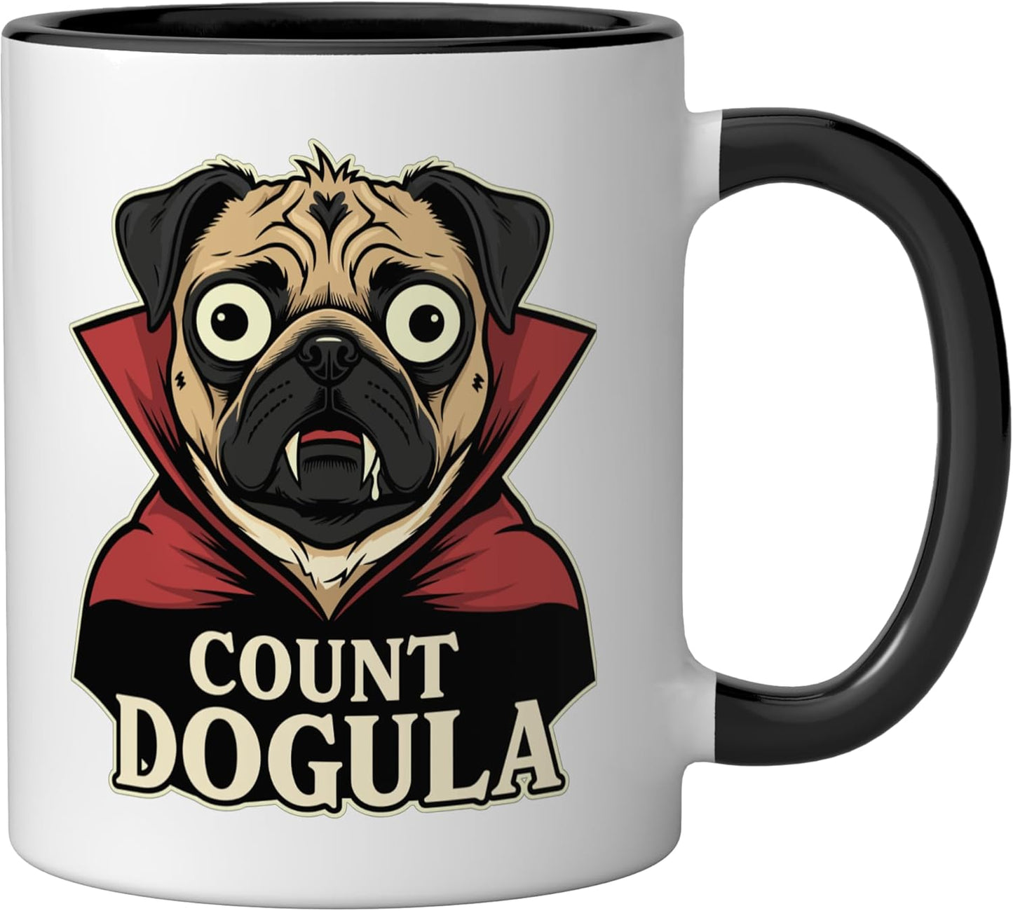 Taza cerámica para perros temática Halloween Dogula negra/blanca