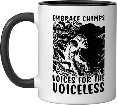 Taza Cerámica Derechos Animales Chimpancé Negro/Blanco