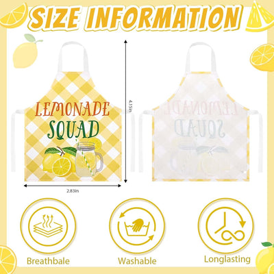 Delantal de limonada 4 piezas color rosa y amarillo lavable para cocina y fiestas