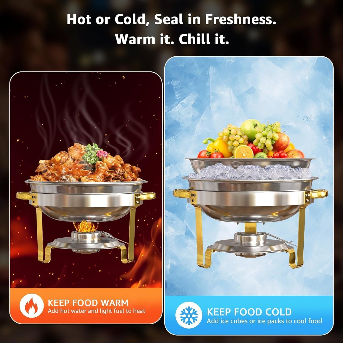 Set 4 Platos Acero Inox Redondos 5qt Catering