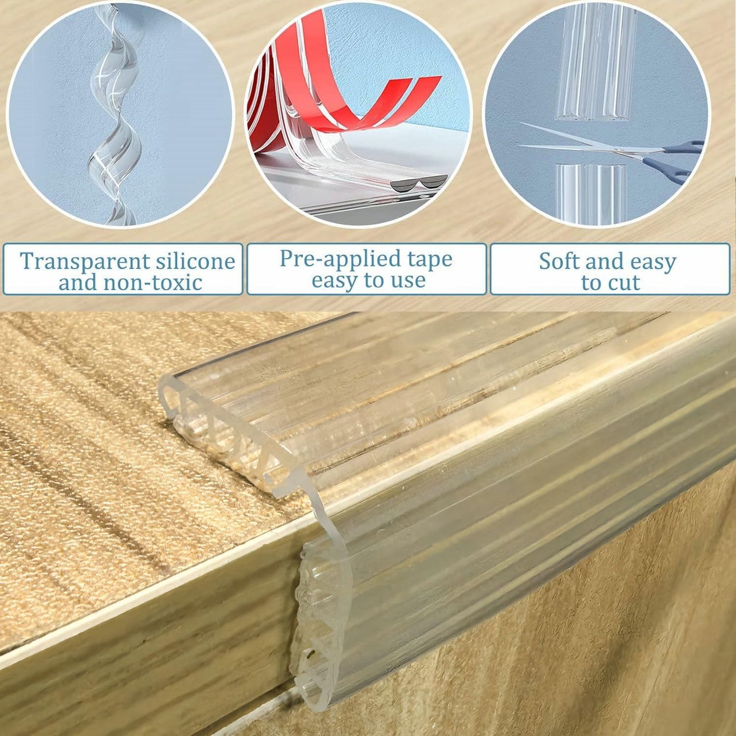 Tira seguridad bordes 3D 1.6x6.6pies con protectores silicona