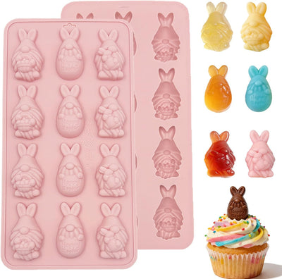 Molde silicona Pascua 2 conejos para huevo chocolate gelatina pudín