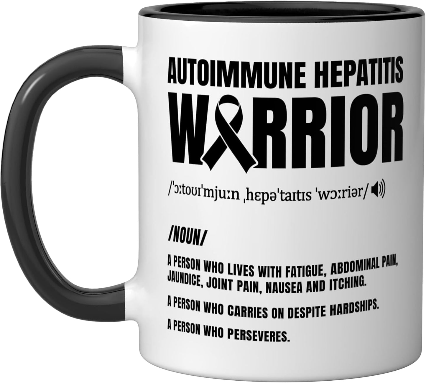 Taza Cerámica Hepatitis Warrior Negro/Blanco