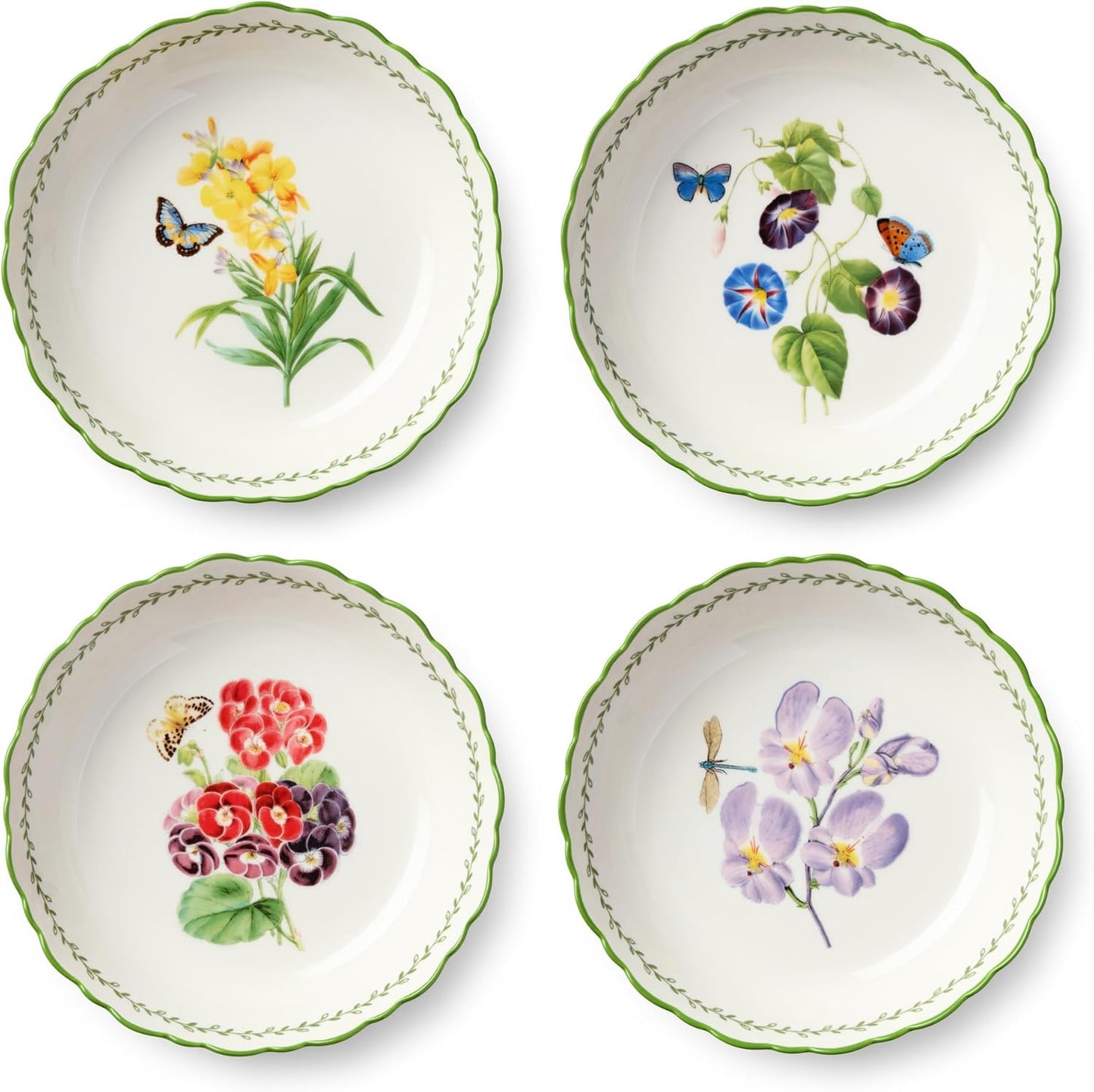 Set 4 Cuencos Porcelana Sopa Cereales Patrón Artístico