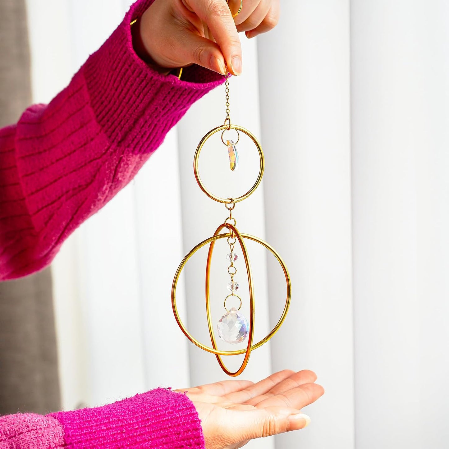 Atrapasoles cristal rotación anillo decoración ventana