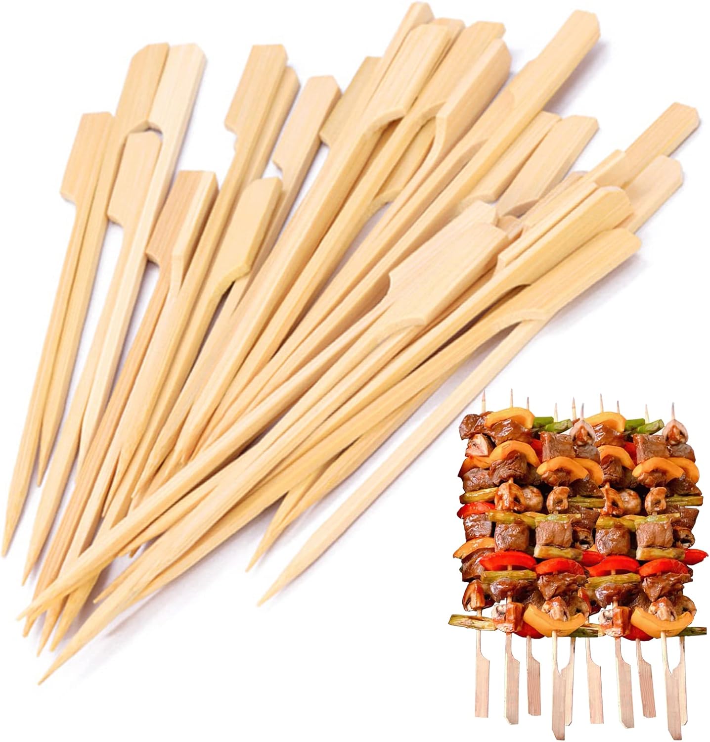 Brochetas bambú 8pulg 100 palitos barbacoa fiestas