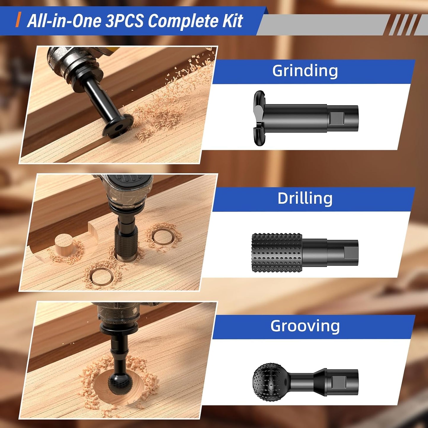 Juego 8 limas tallado madera 5/8-11 4.5/5pulg 1/4pulg