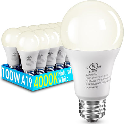 Pack 12 Bombillas LED A19 4000K E26