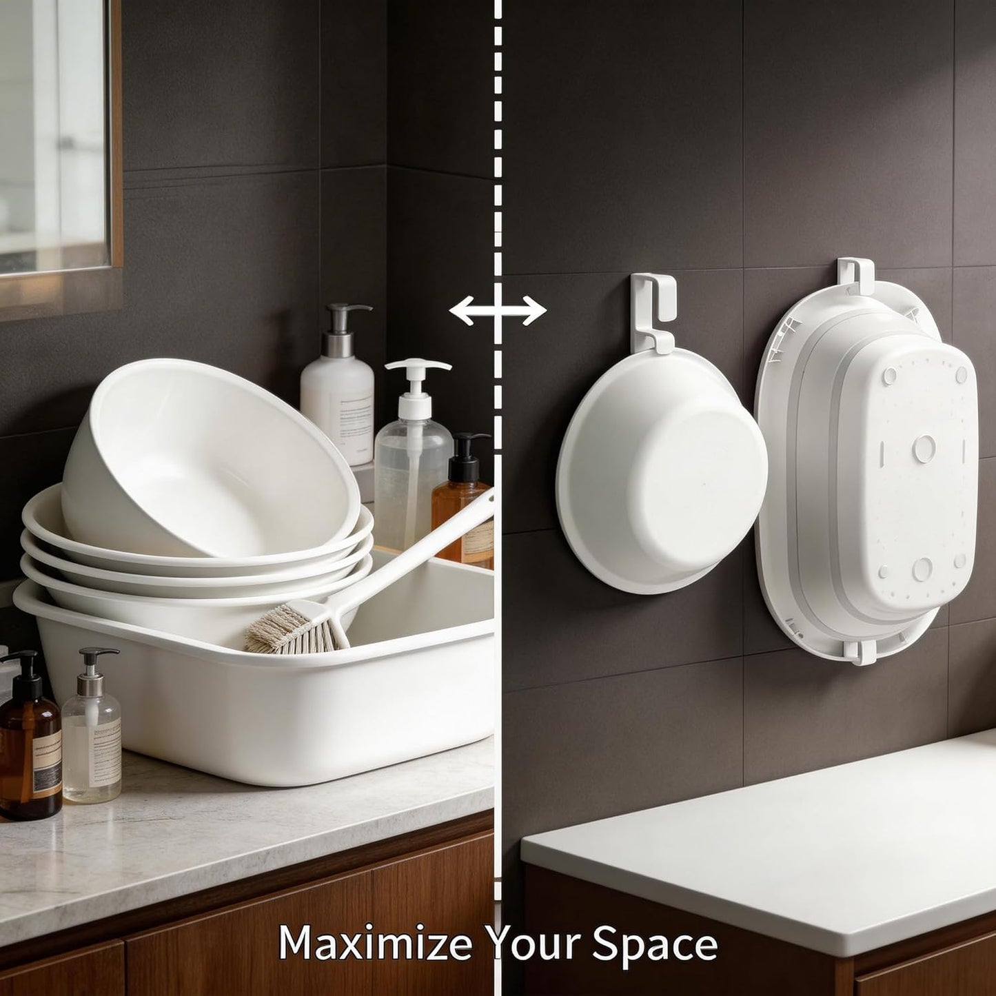 Estante con gancho para lavabo de baño