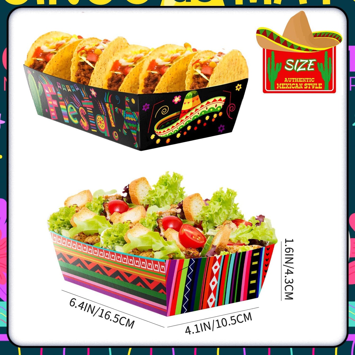 Bandeja mexicana nachos 36 pzas decoración Cinco de Mayo