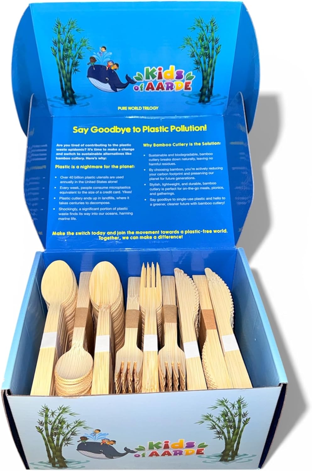 Set 450 Pzas Cubiertos Bambú Ecológicos Reutilizables
