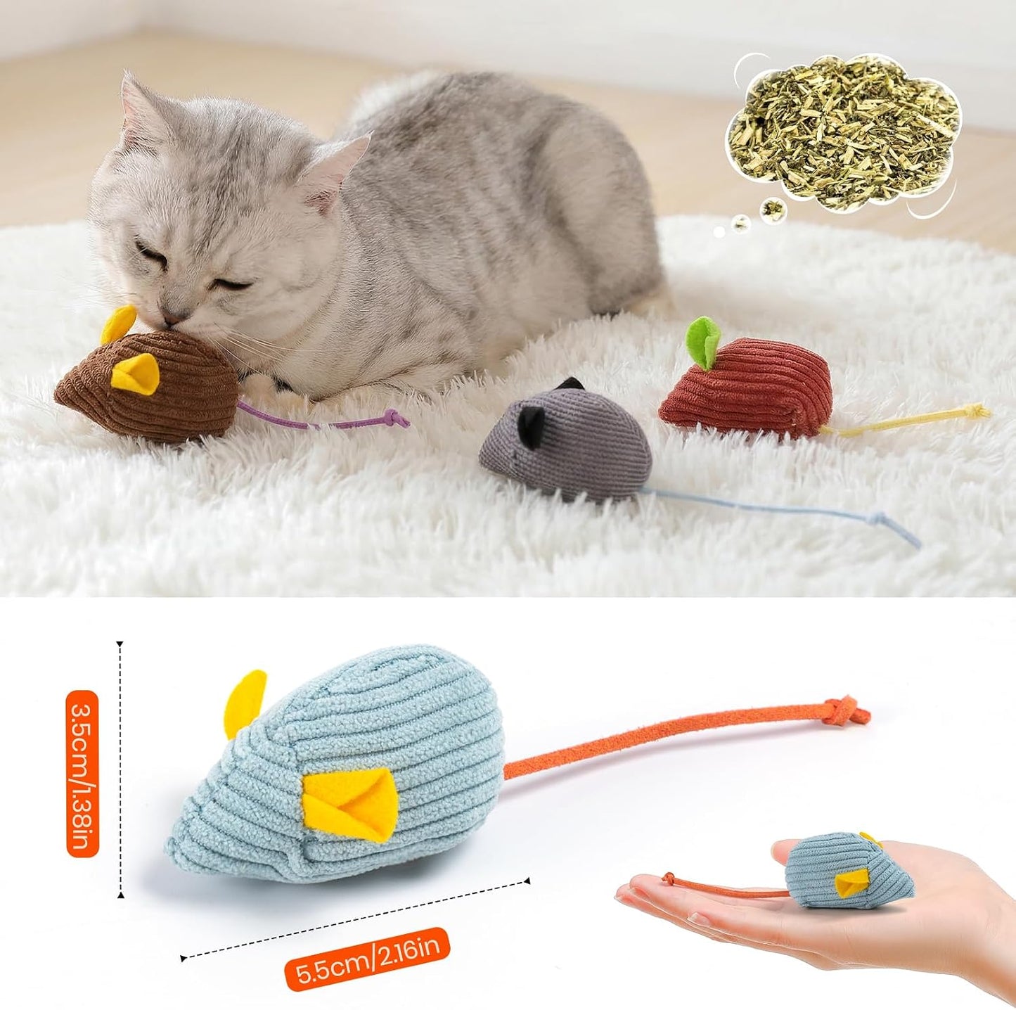 8 Pzas Juguetes Gato Hierba Gatera para Masticar y Limpiar Dientes